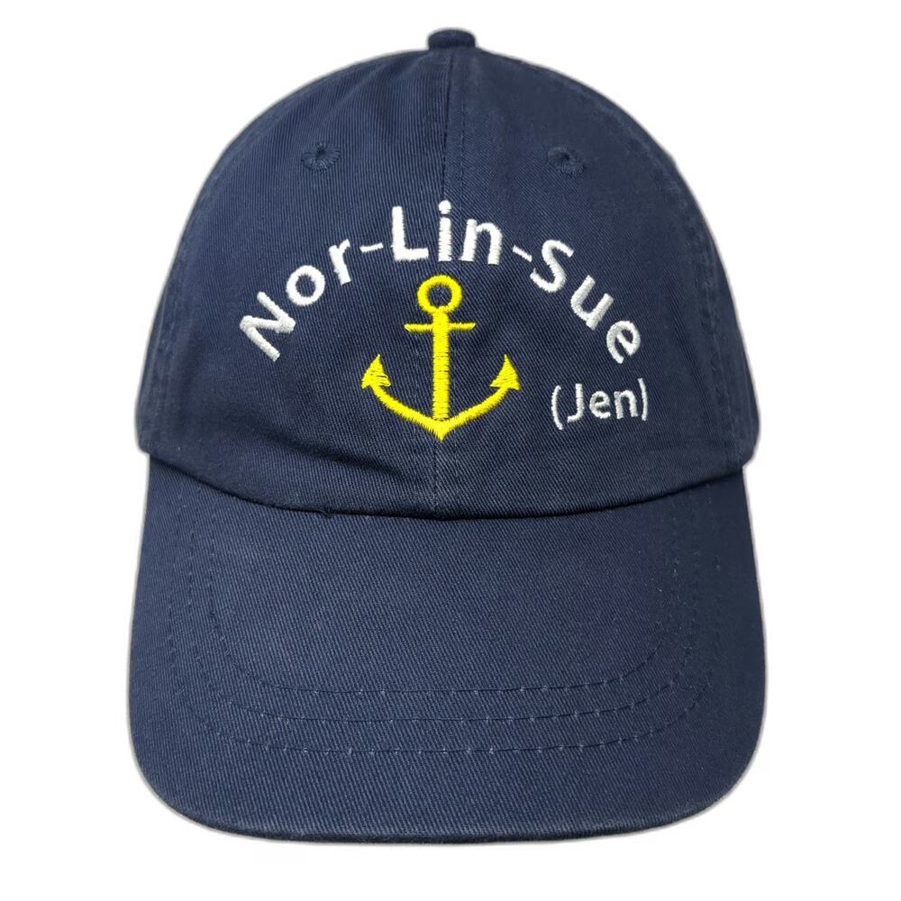Adams Baseball Cap Blue One Size Nor-Lin-Sue Jen Anchor Leather Strapback Hat